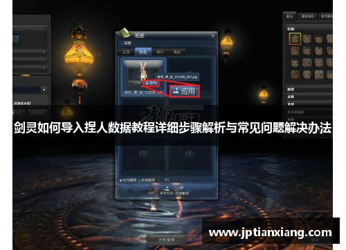 剑灵如何导入捏人数据教程详细步骤解析与常见问题解决办法